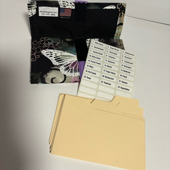 Coupon organizer file holder fabric purple green floral hook & loop closure - Picture 4 of 7